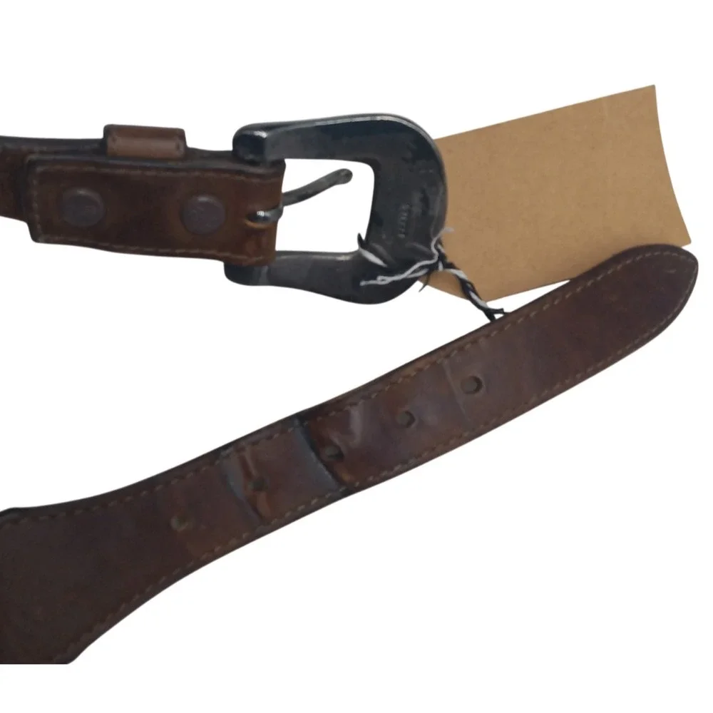 VTG JUSTIN 1993 Belt Brown Men's Genuine Leather‎ Concho Belt 1.5